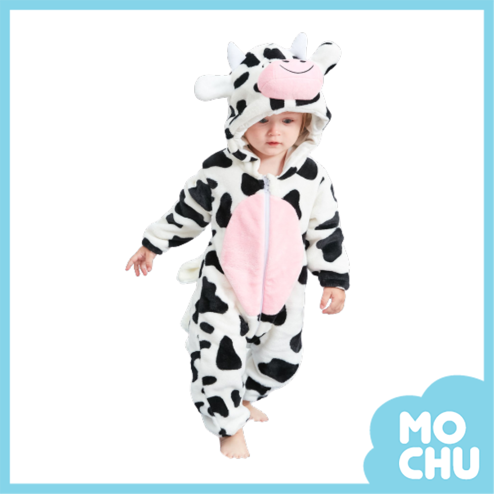 斑點小奶牛法蘭絨連身衣(加厚)