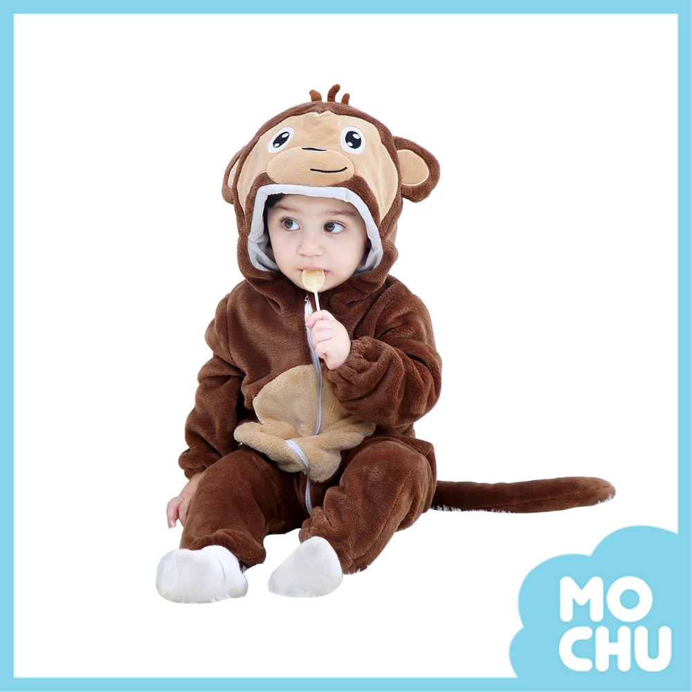 調皮小猴子法蘭絨連身衣(加厚)