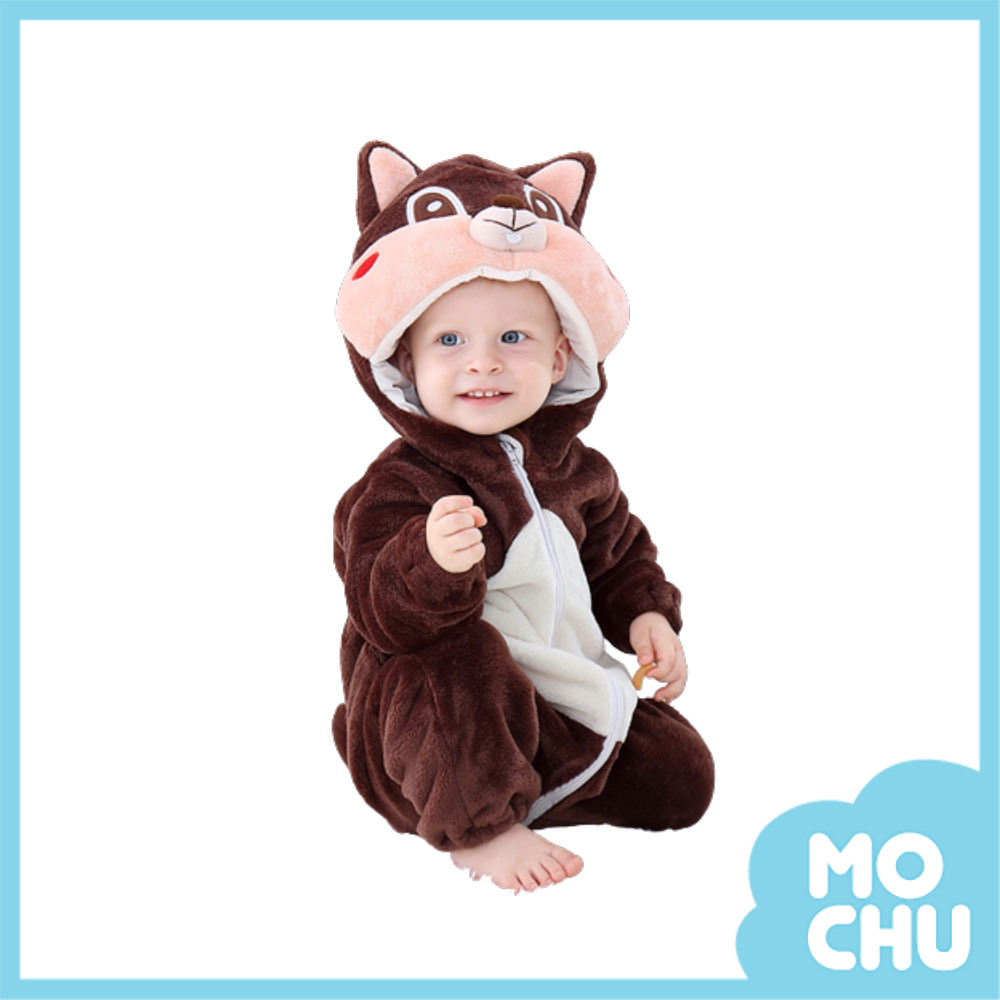 熱情松鼠法蘭絨連身衣(加厚)