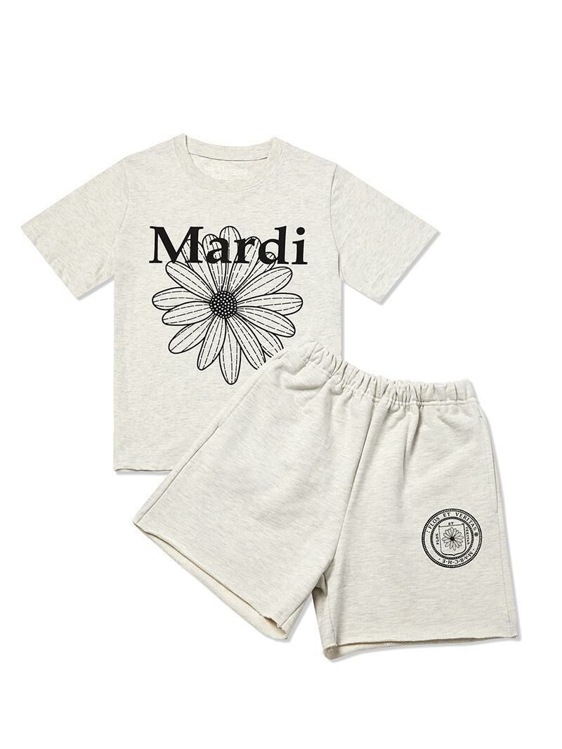 【Luxury】韓國 Mardi Mercredi 限時特價 兒童套裝 大花花 小雛菊 短袖TEE 棉質上衣短褲 漸層花花