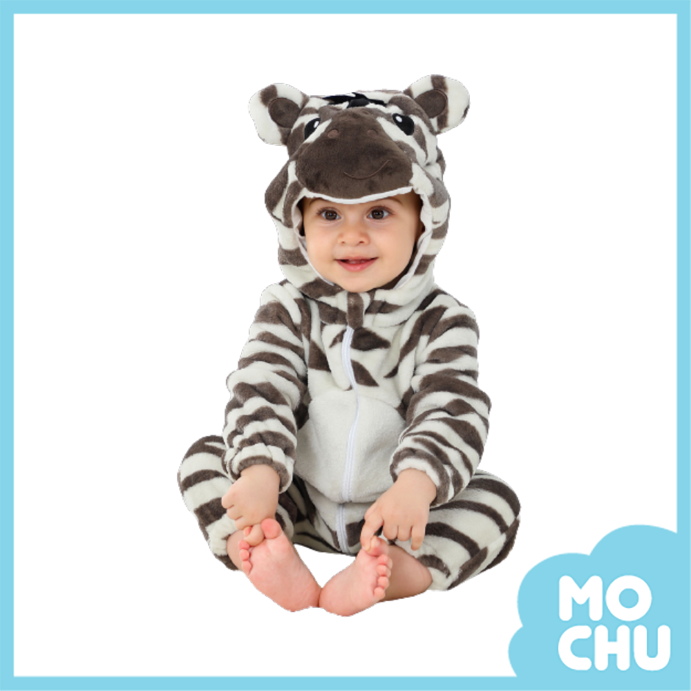 條紋斑馬法蘭絨連身衣(加厚)