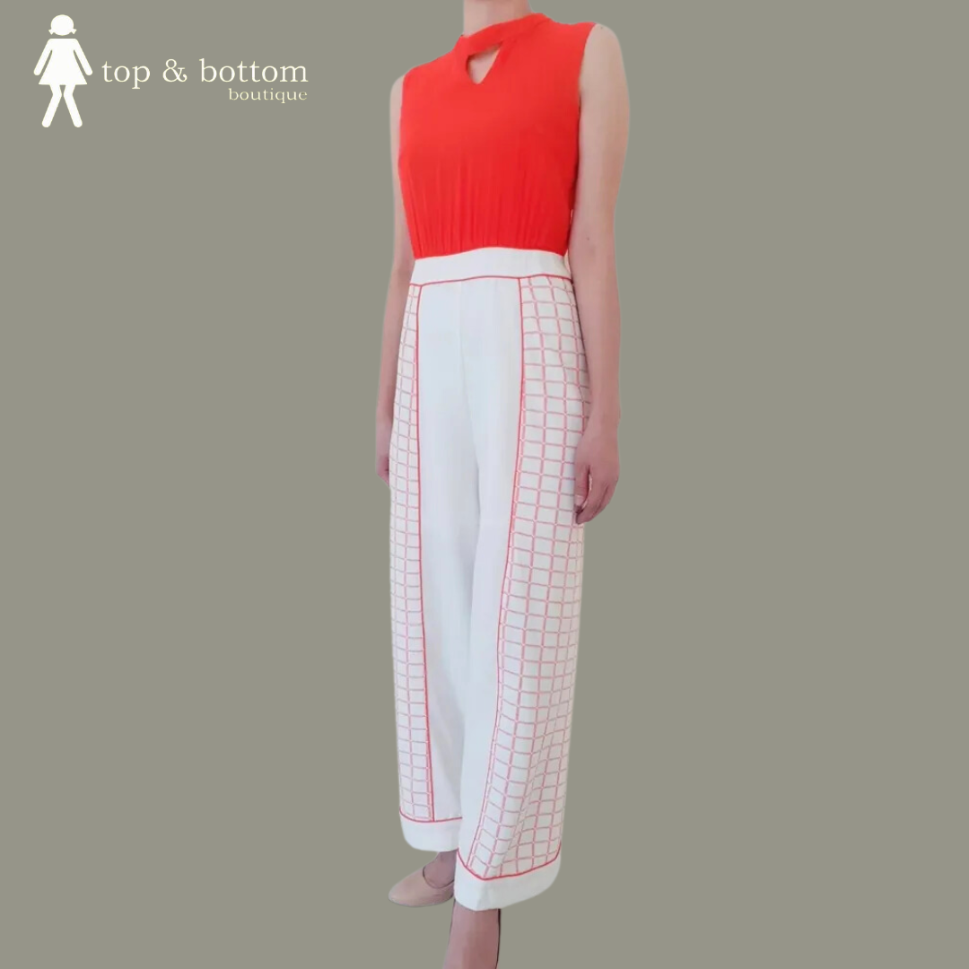 PLAIN TOP CHECK PT LONG JUMPSUIT
