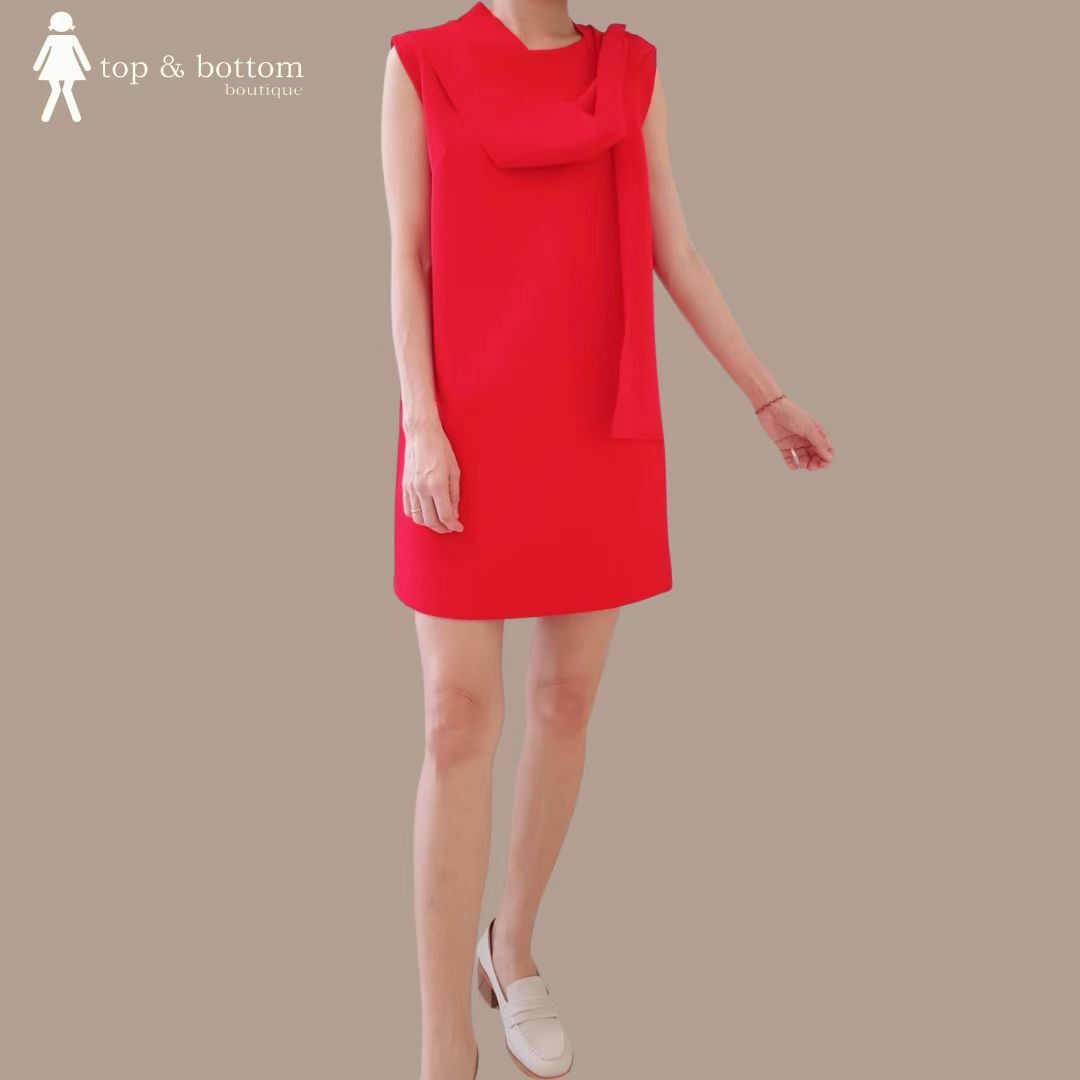 SCARFED FRONT SHIFT DRESS