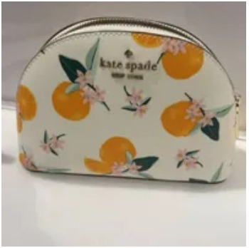 [S] KATE SPADE KC560 MADISON ORANGE TOSS PRINT COSMETIC CASE,CREAM MULTI, 196021323188 (SKS831)
