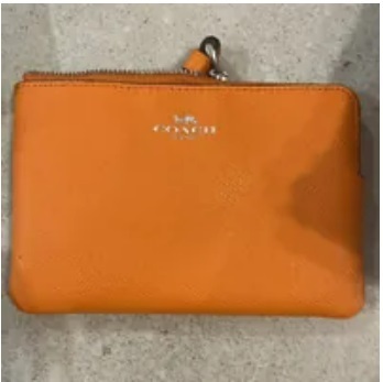 [S] COACH 58032 CROSSGRAIN LEATHER CORNER ZIP,SV/BRIGHT MANDARIN, 195031998812 (SCO467)