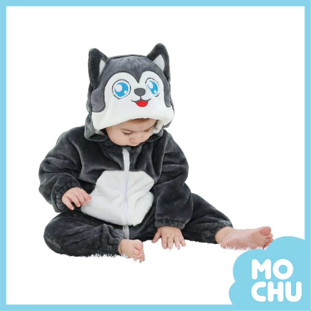 活潑哈士奇法蘭絨連身衣(加厚)