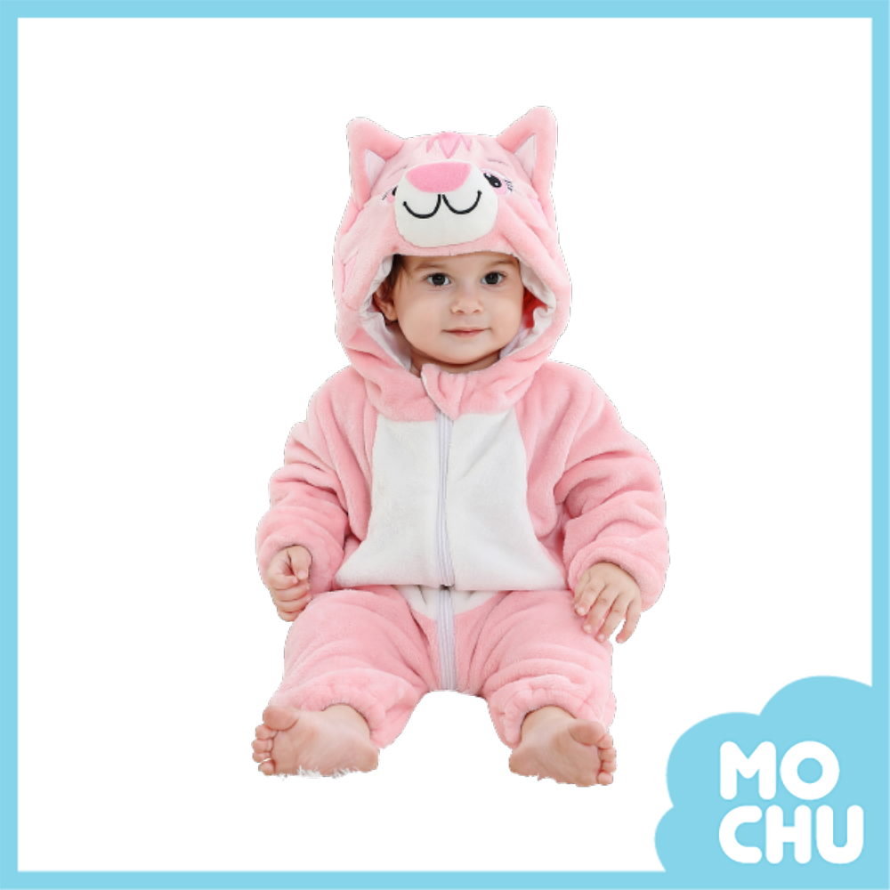 粉粉大嘴貓法蘭絨連身衣(加厚)