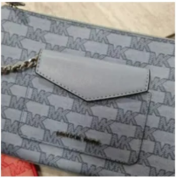 [S] MICHAEL KORS 35F3STTW9R JET SET ITEM LG 2IN1 CARD CASE WRISTLET,PALE BLUE, 196163992457 (SMK560)