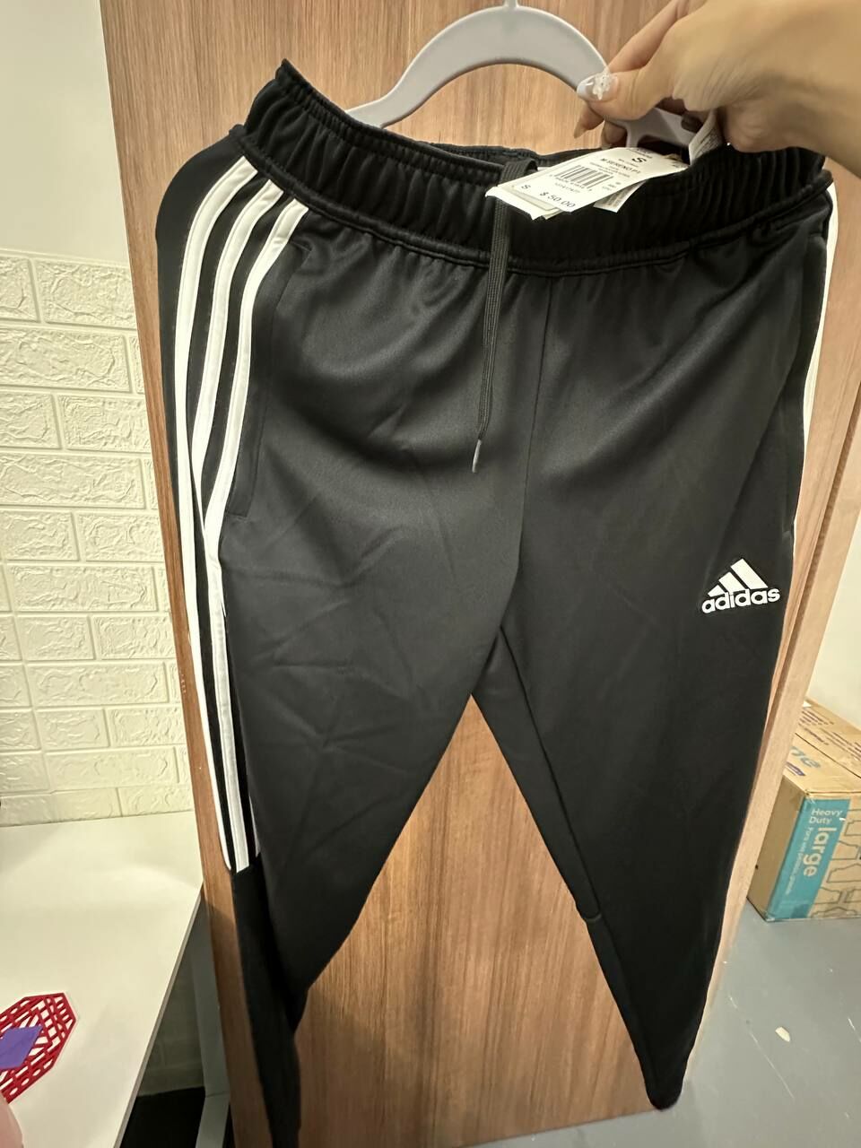 [S] ADIDAS PANTS FOOTBALL/SOCCER FUTBOL BLACK/WHITE, H28909 (SAD82)