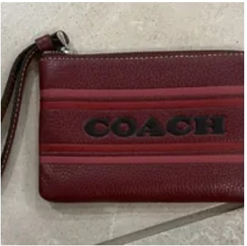 [S] COACH CH311 LEATHER CASE CORNER ZIP,SV/WINE MULTI, 195031868306 (SCO469)