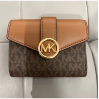 [S] MICHAEL KORS 35S2GNMF8B CARMEN MD FLAP BIFLOD WALLET,BROWN, 196163079936 (SMK563)