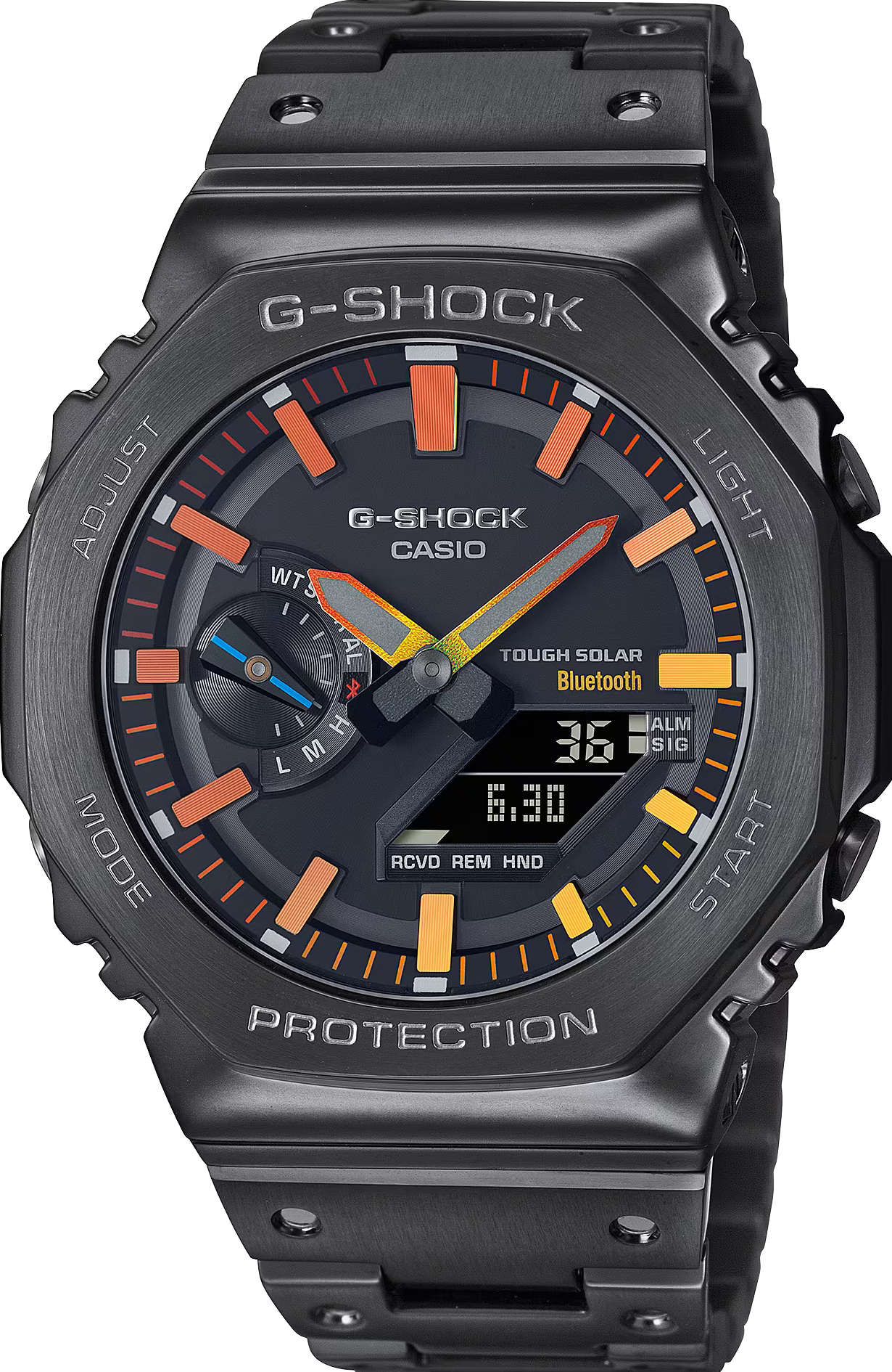 萬年鐘錶 - G-SHOCK  40 週年 金屬系列光譜太陽能藍牙運動不鏽鋼款運動電子錶  GM-B2100BPC-1A 錶徑 : 44.4 mm