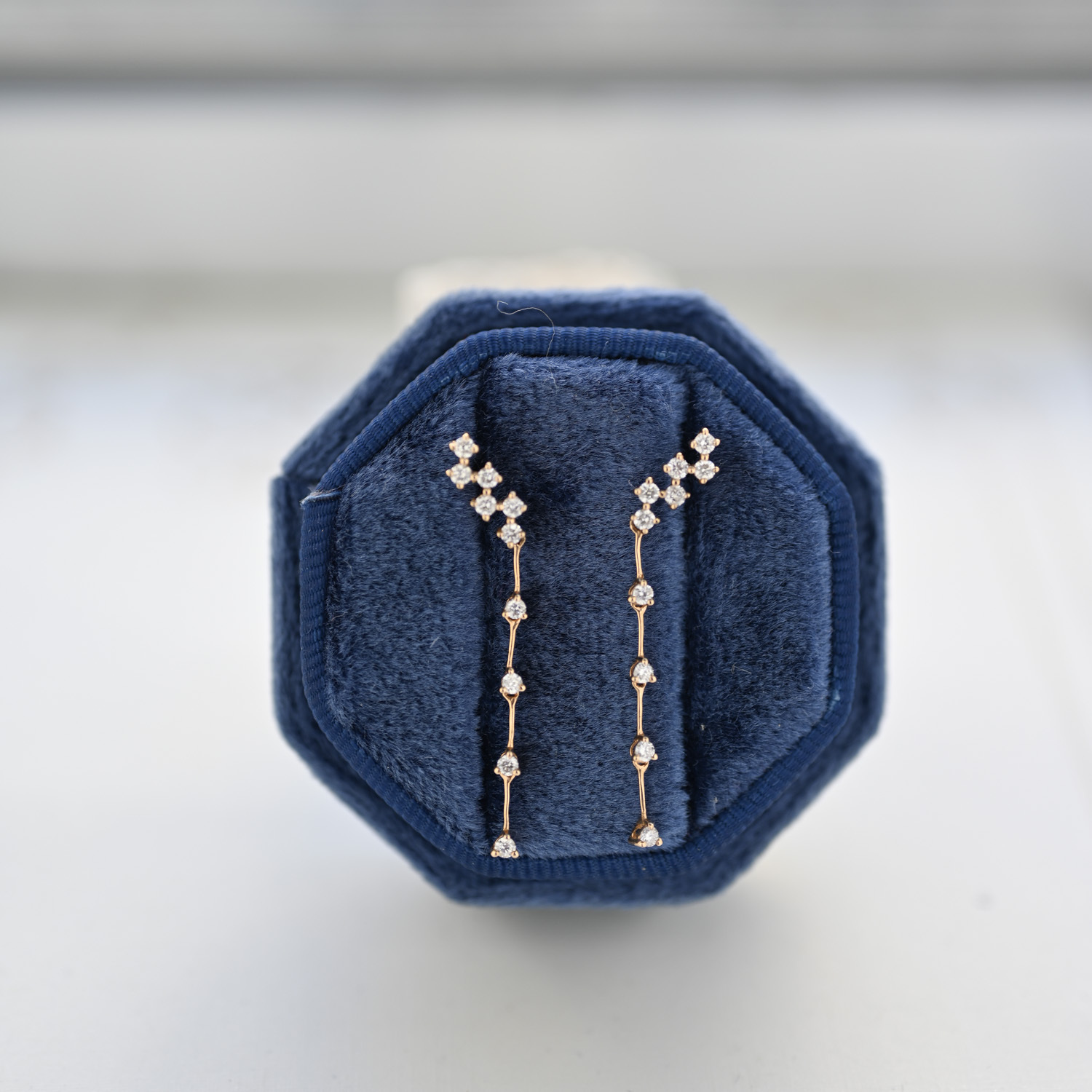 18K Long Diamond Earring