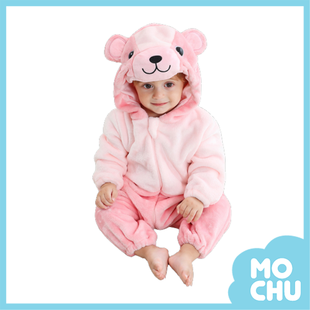 粉紅小熊熊法蘭絨連身衣(加厚)