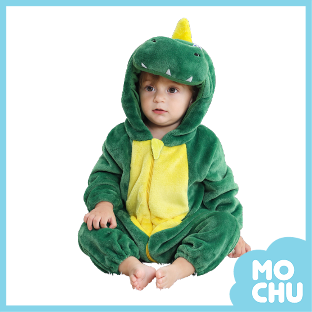 尖牙獨角龍法蘭絨連身衣(加厚)(兩色)