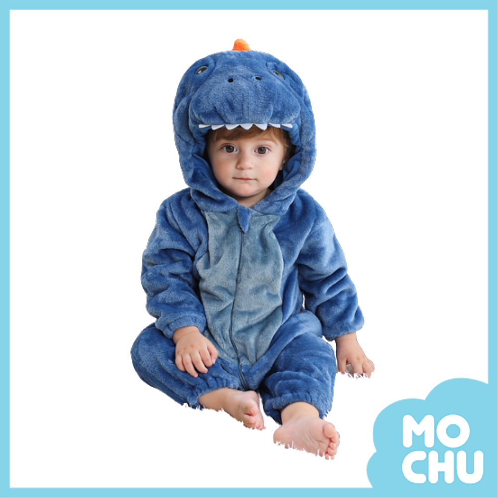 尖牙獨角龍法蘭絨連身衣(加厚)(兩色)