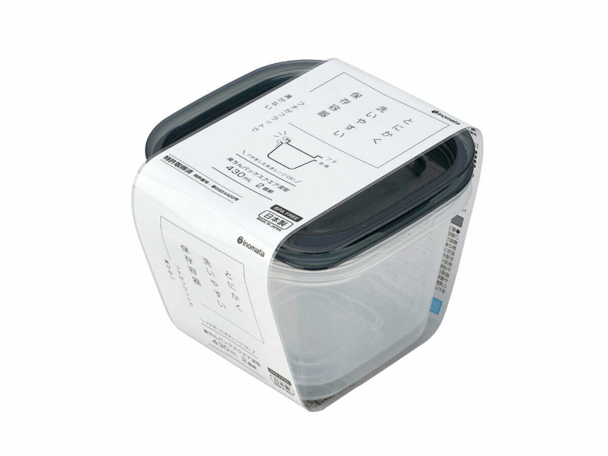 inomata食品保存容器/黑 430ml 2入