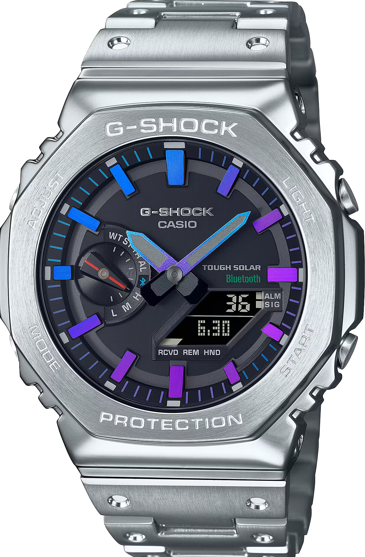 萬年鐘錶 - G-SHOCK  40 週年 金屬系列光譜太陽能藍牙運動不鏽鋼款運動電子錶  GM-B2100PC-1A 錶徑 : 44.4 mm