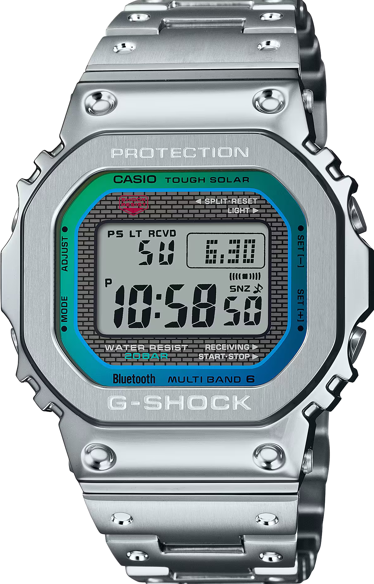 萬年鐘錶 - G-SHOCK  40 週年 金屬系列太陽能藍牙運動不鏽鋼款運動電子錶  GMW-B5000PC-1  錶徑 : 44.4 mm