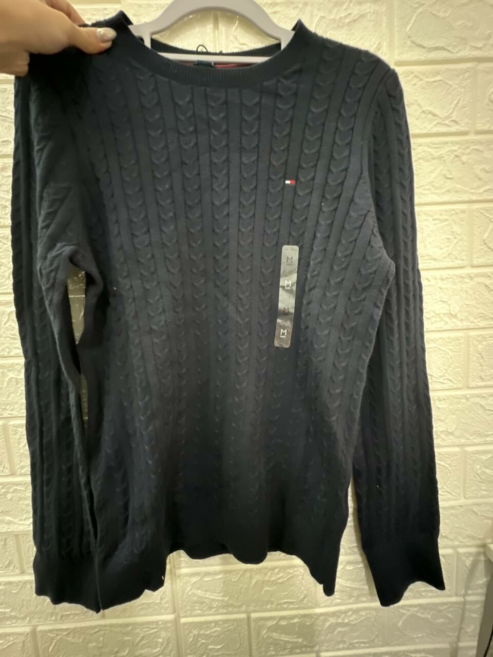 [S] TOMMY HILFIGER CABLE KNIT SWEATER,NAVY, 76J4220-410 (STH388)