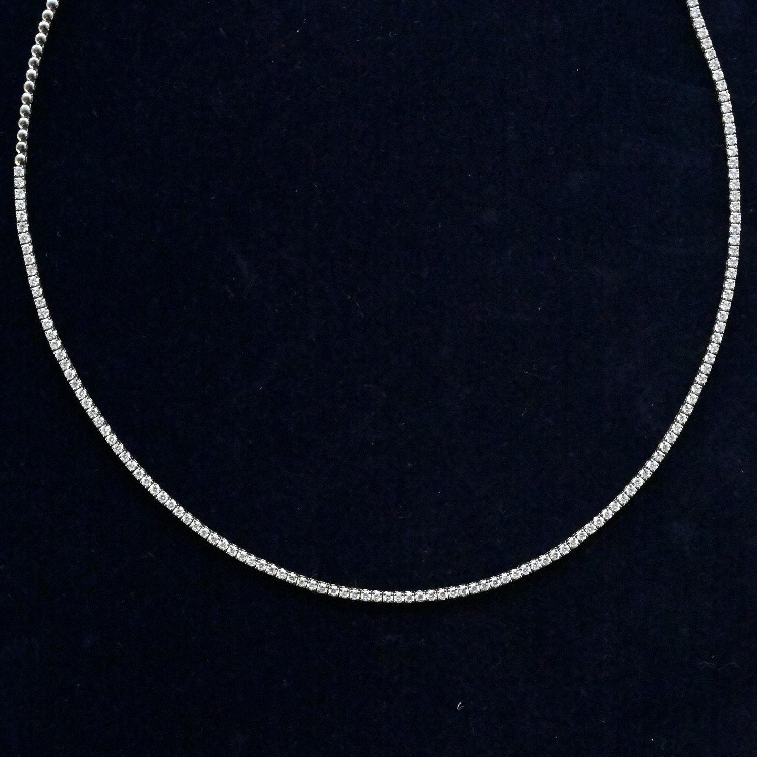 18K 1.7mm Tennis Diamond Necklace(Half)