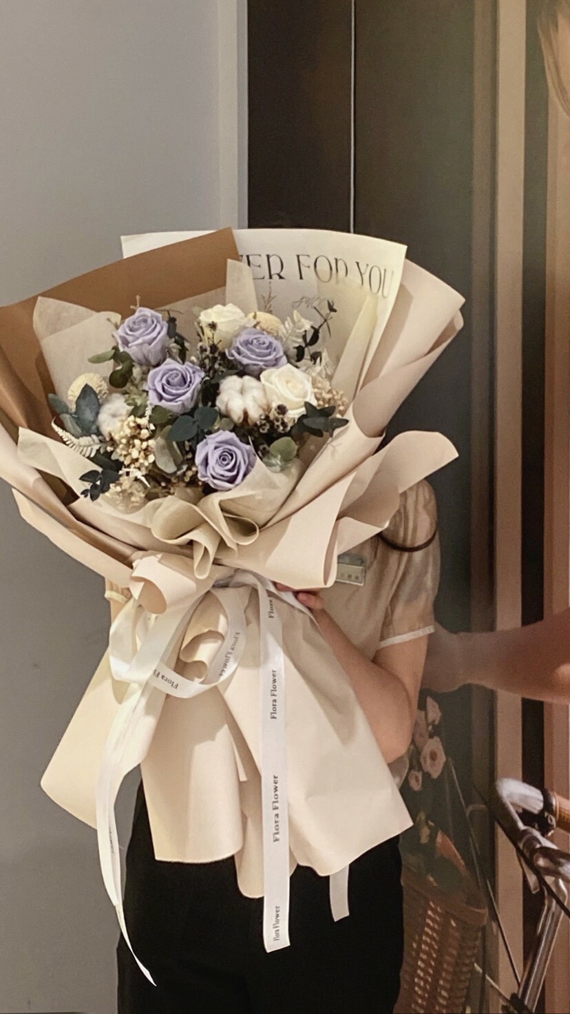 乾燥永生花束-莫蘭栗子棕