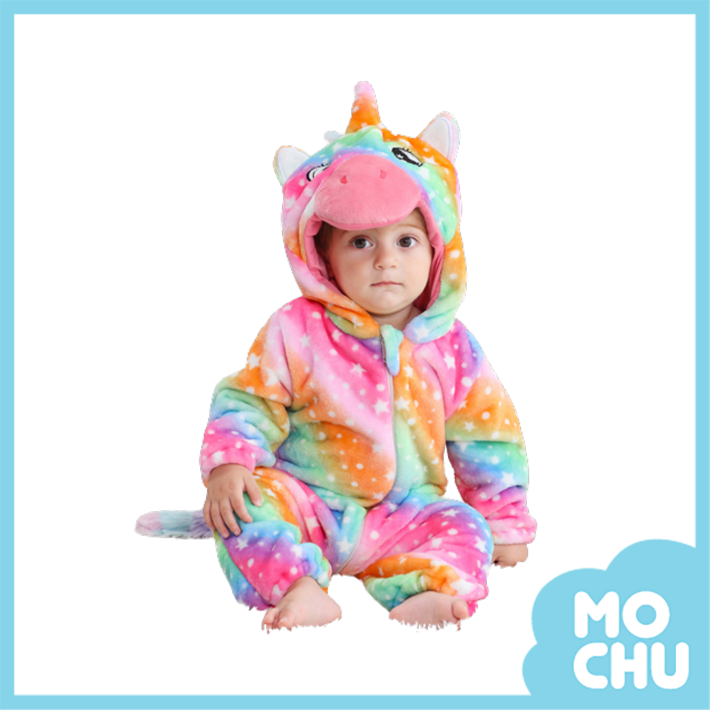 彩虹星星獨角獸法蘭絨連身衣(加厚)
