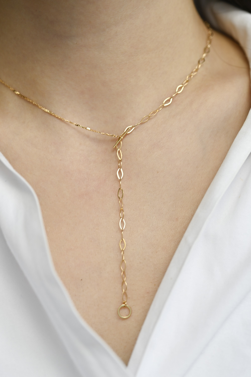 18K OT lock Long Necklace Chain