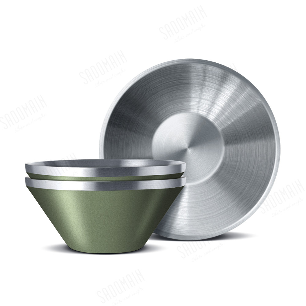 SADOMAIN 仙德曼 雙層304不鏽鋼笠形碗公組 軍綠