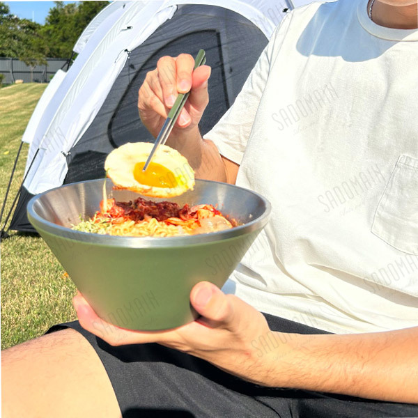 SADOMAIN 仙德曼 雙層304不鏽鋼笠形碗公組 軍綠