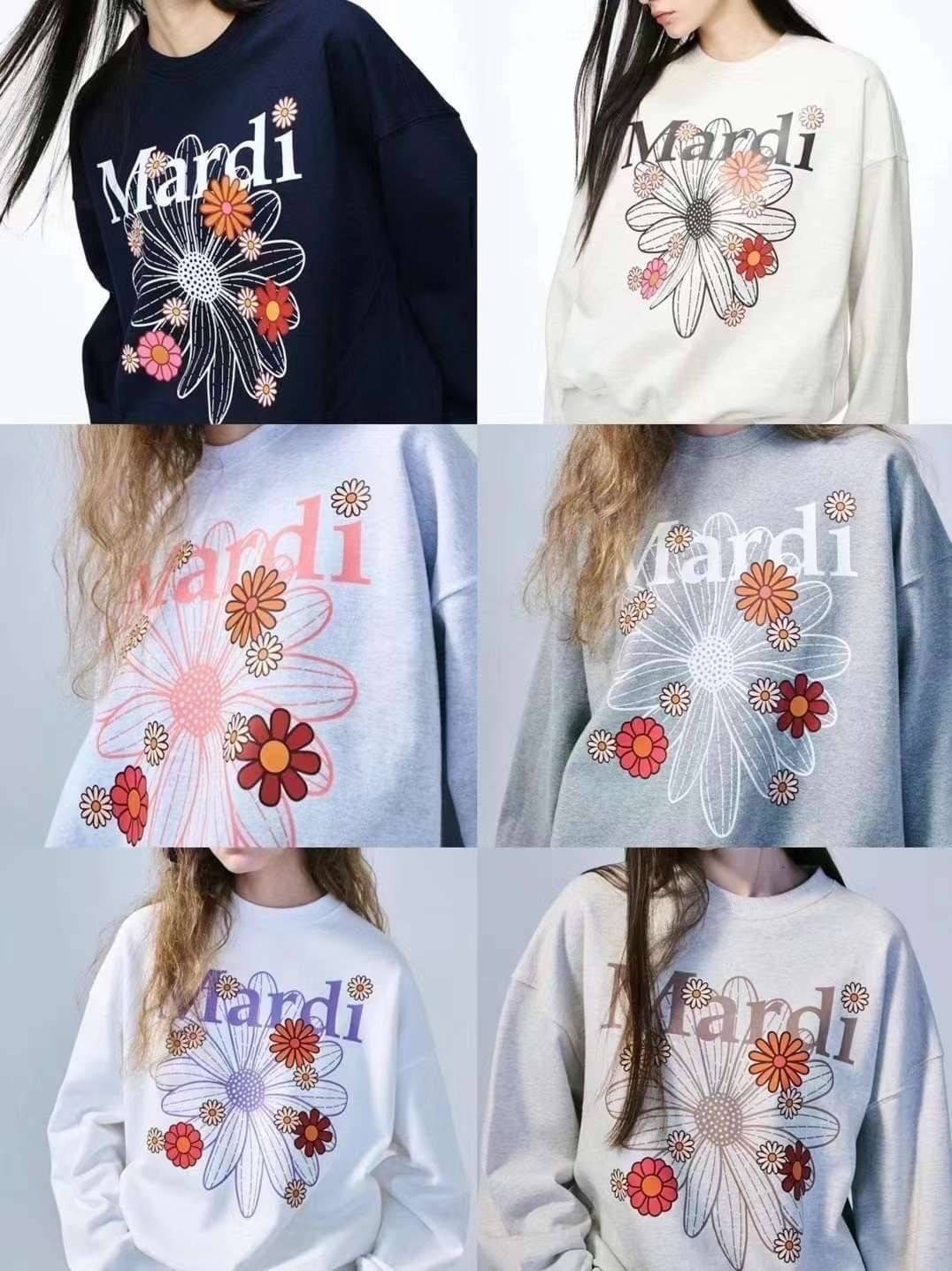 【Luxury】韓國人氣新款 Mardi Mercredi LOGO 彩色花花 小雛菊 親子款 長袖上衣衛衣 大學T  金高銀代言