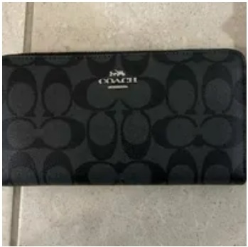 [S] COACH C4452 SIGNATURE LONG ZIP AROUND WALLET,SV/GRAPHITE/BLACK, 195031760693 (SCO488)