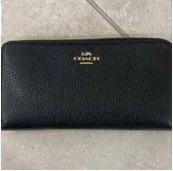 [S] COACH C4451 PEBBLED LEATHER LONG ZIP AROUND WALLET,IM/BLACK, 195031252280 (SCO491)
