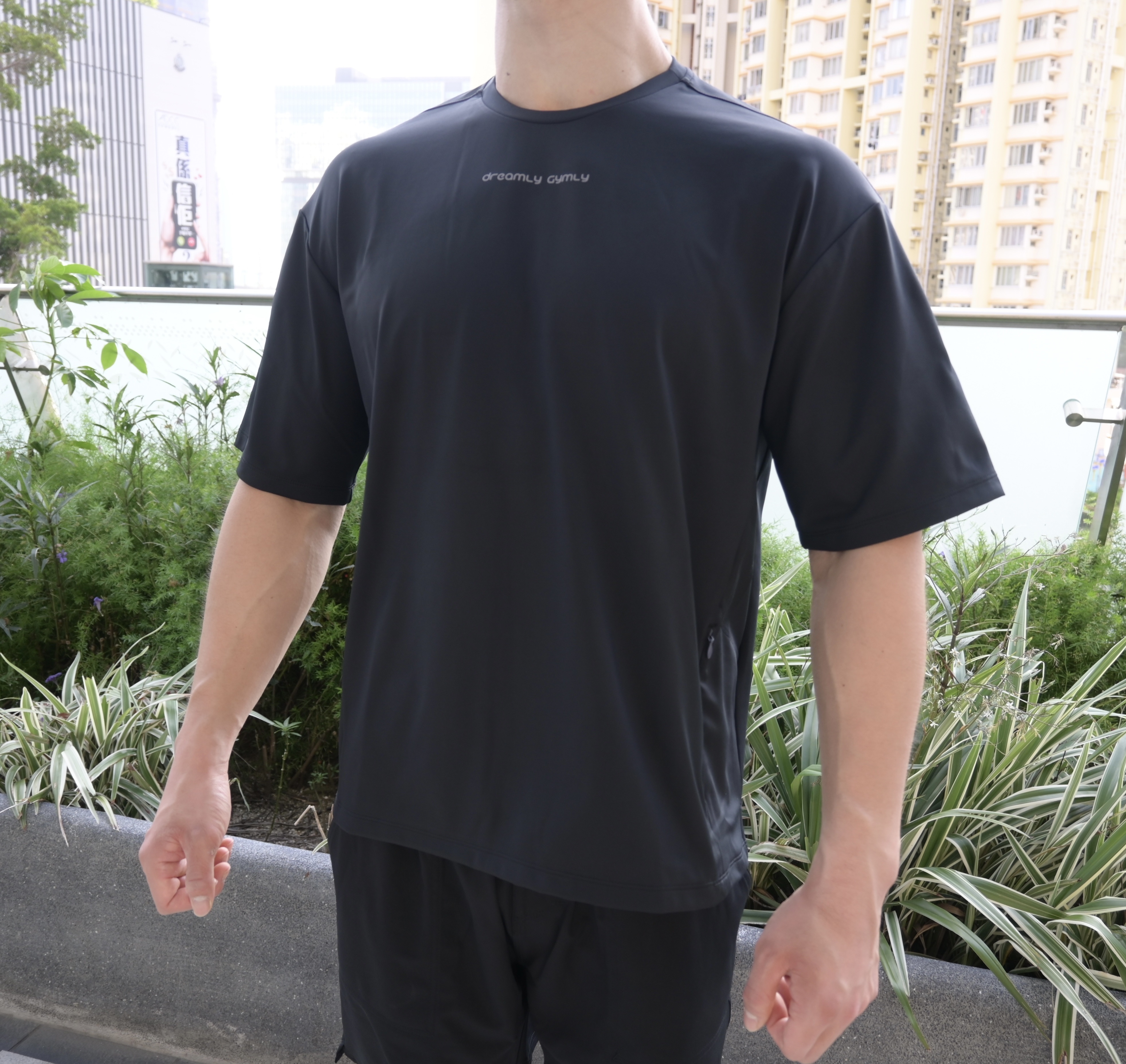 機能側內袋Oversize Tee(黑色)