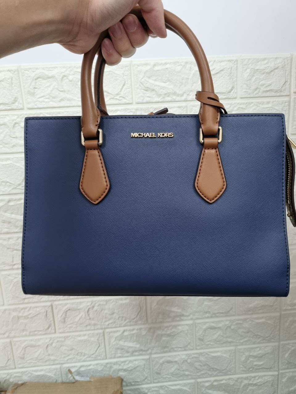 [S] MICHAEL KORS 35F3G6HS3L NAVY MD CZ SATCHEL NON-LEATHER VEGAN,NAVY, 196163989914 (SMK595)