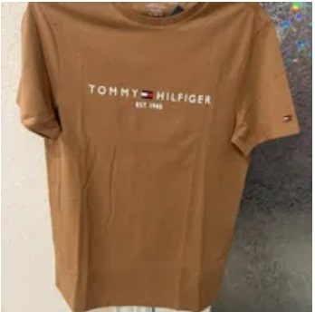 [S] TOMMY HILFIGER EMBROIDERED TOMMY LOGO T-SHIRT,BROWN, 78J6318-211 (STH395)
