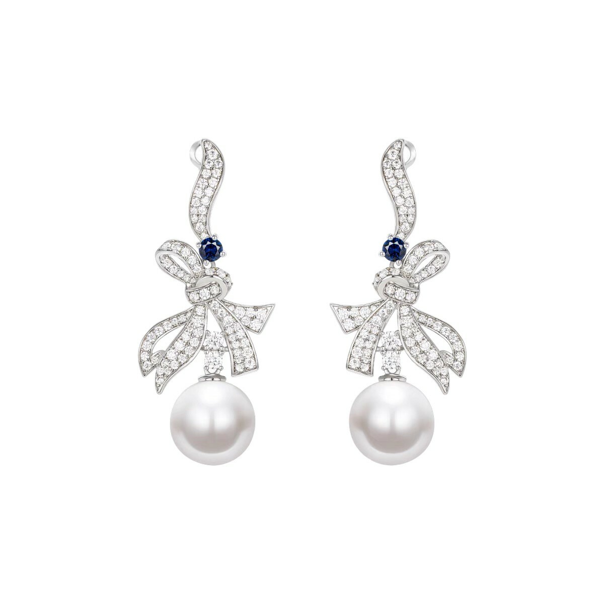 珍珠蝴蝶結高級感耳釘 925銀耳釘