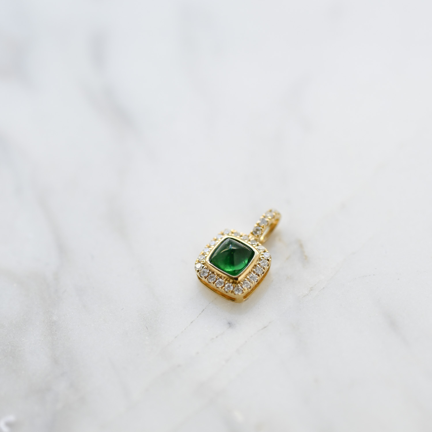 18K Candy Emerald Diamond Pendant