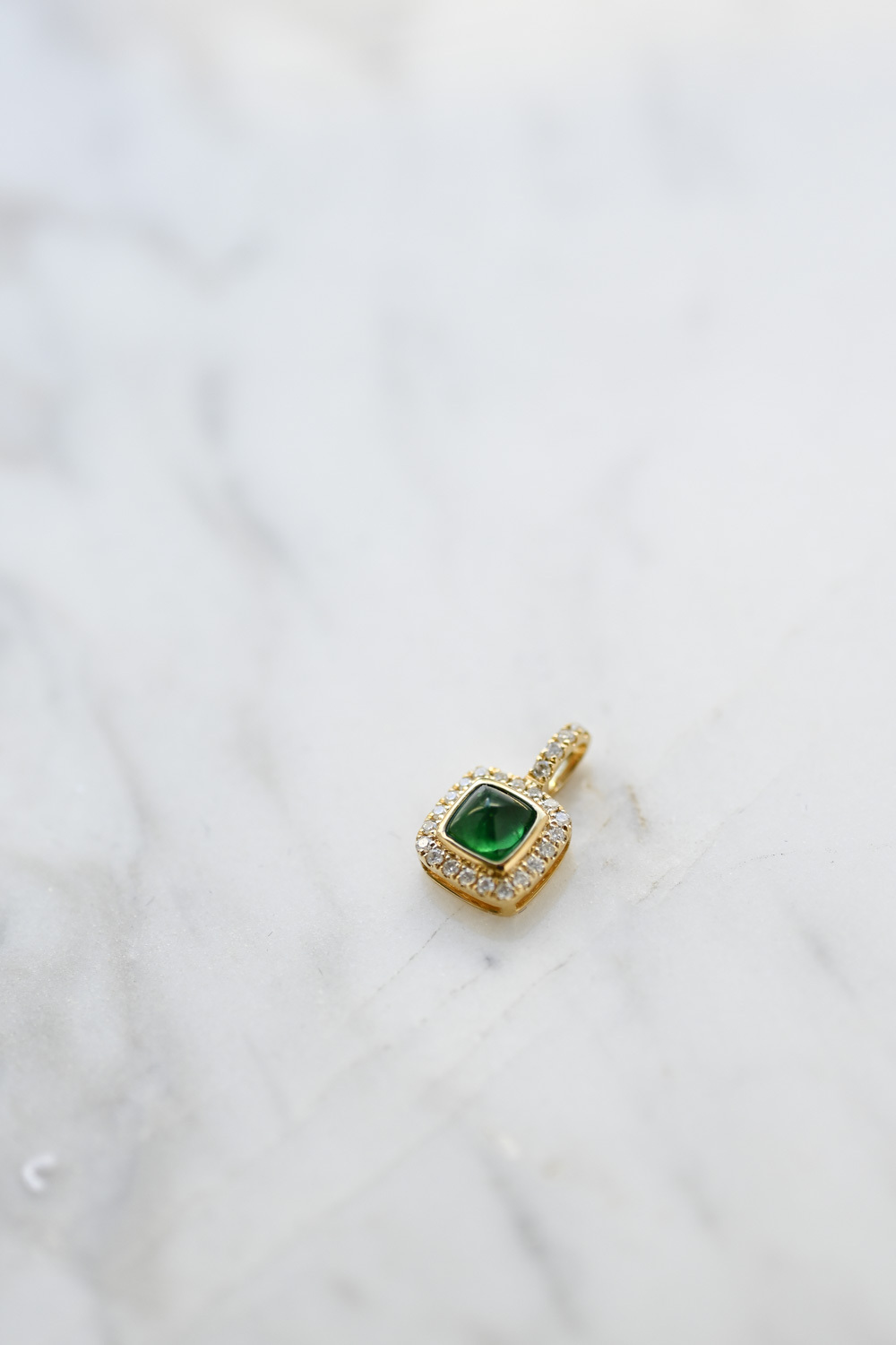 18K Candy Emerald Diamond Pendant