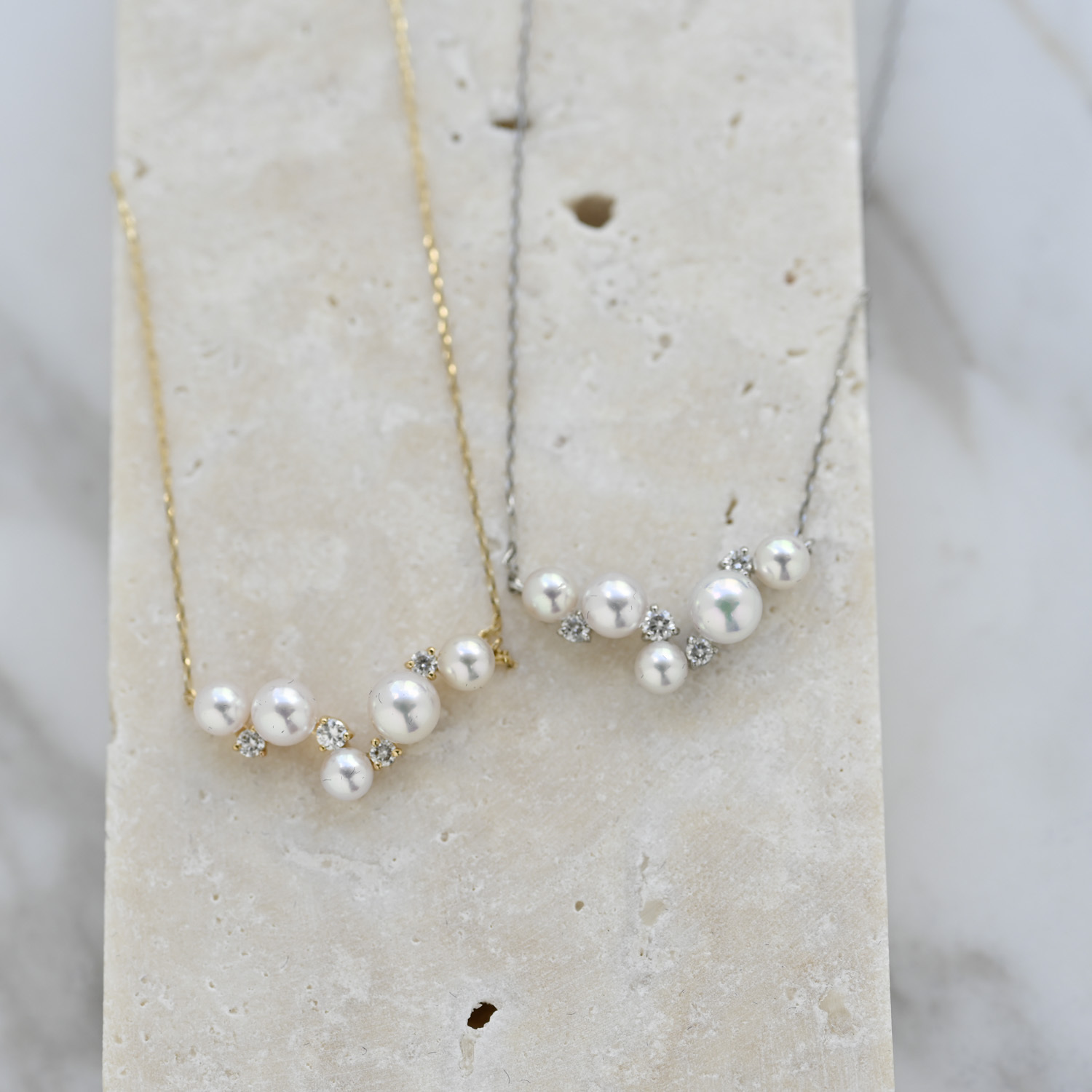 18K Crown Akoya Pearl Diamond necklace