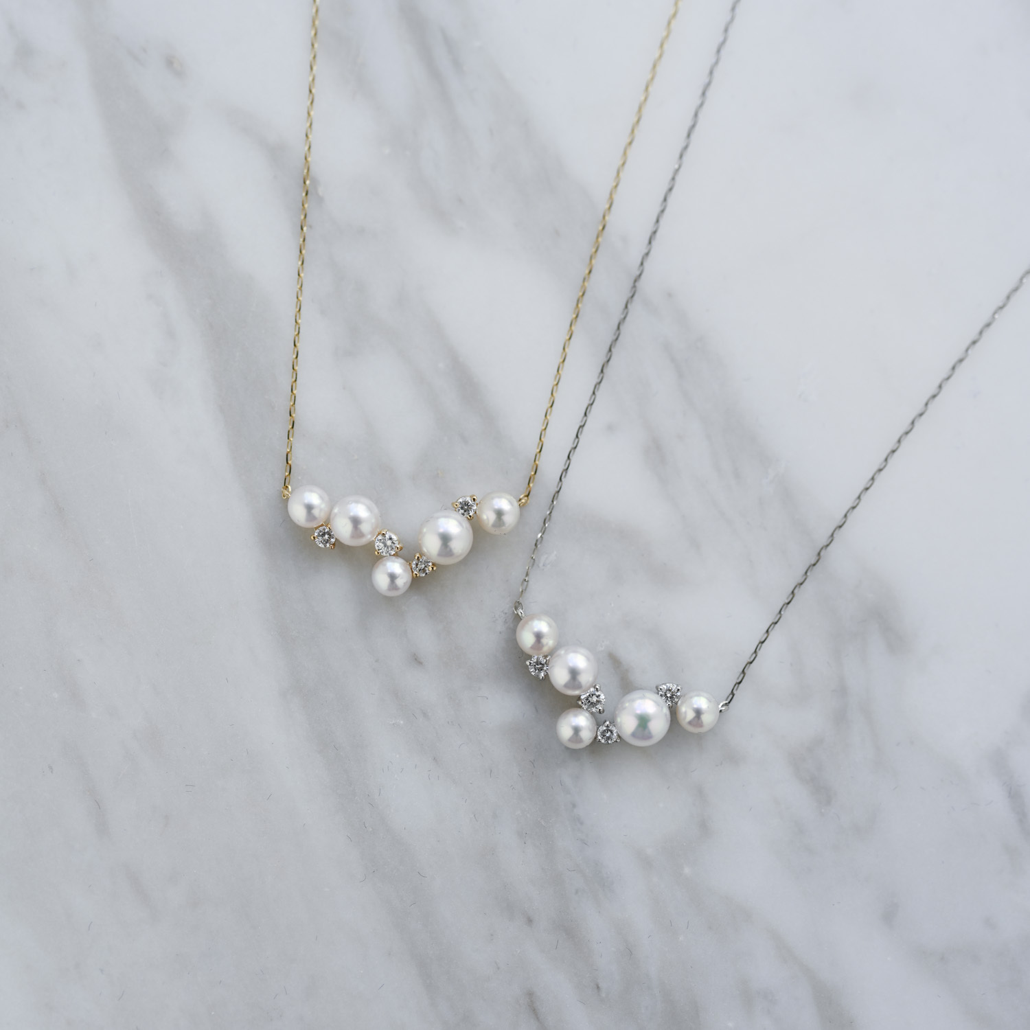 18K Crown Akoya Pearl Diamond necklace