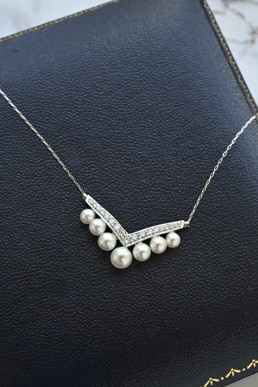18K Royal Crown Akoya Pearl Diamond Necklace
