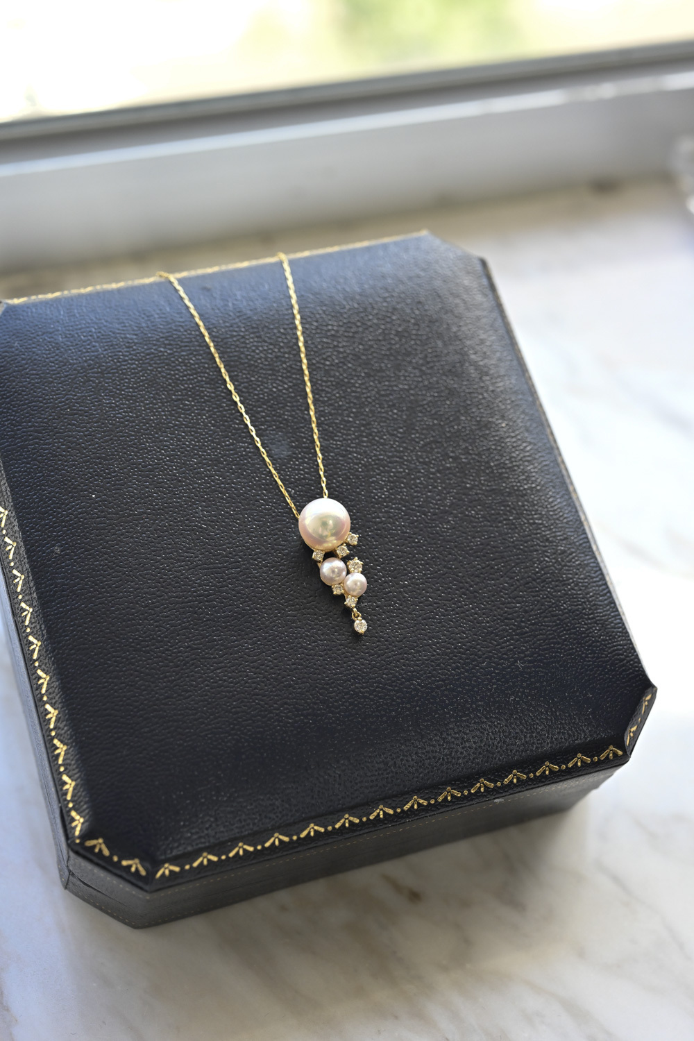 18K Rainy Drop Akoya Pearl Diamond Necklace