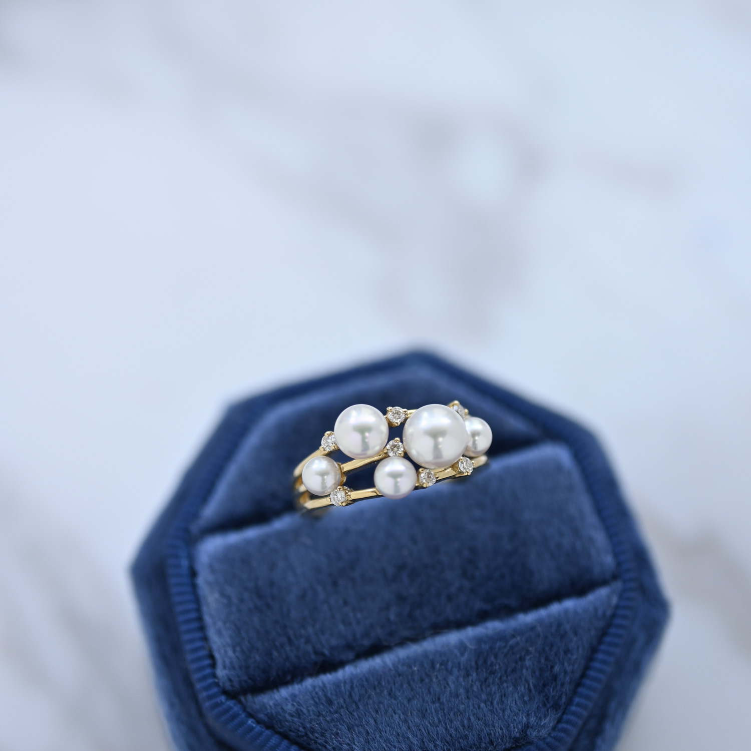 18K Cloe Akoya Pearl Diamond Ring