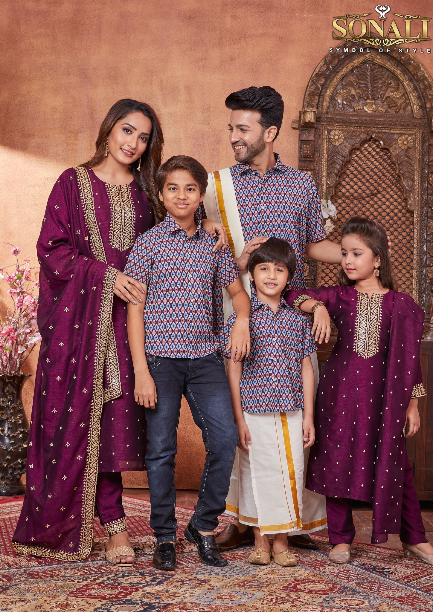 Sonali Premier Purple Family Collection Men's Shirts Women's Top / Wear Kid's Wear Girls Top Boy's Top Deepavali's Collection