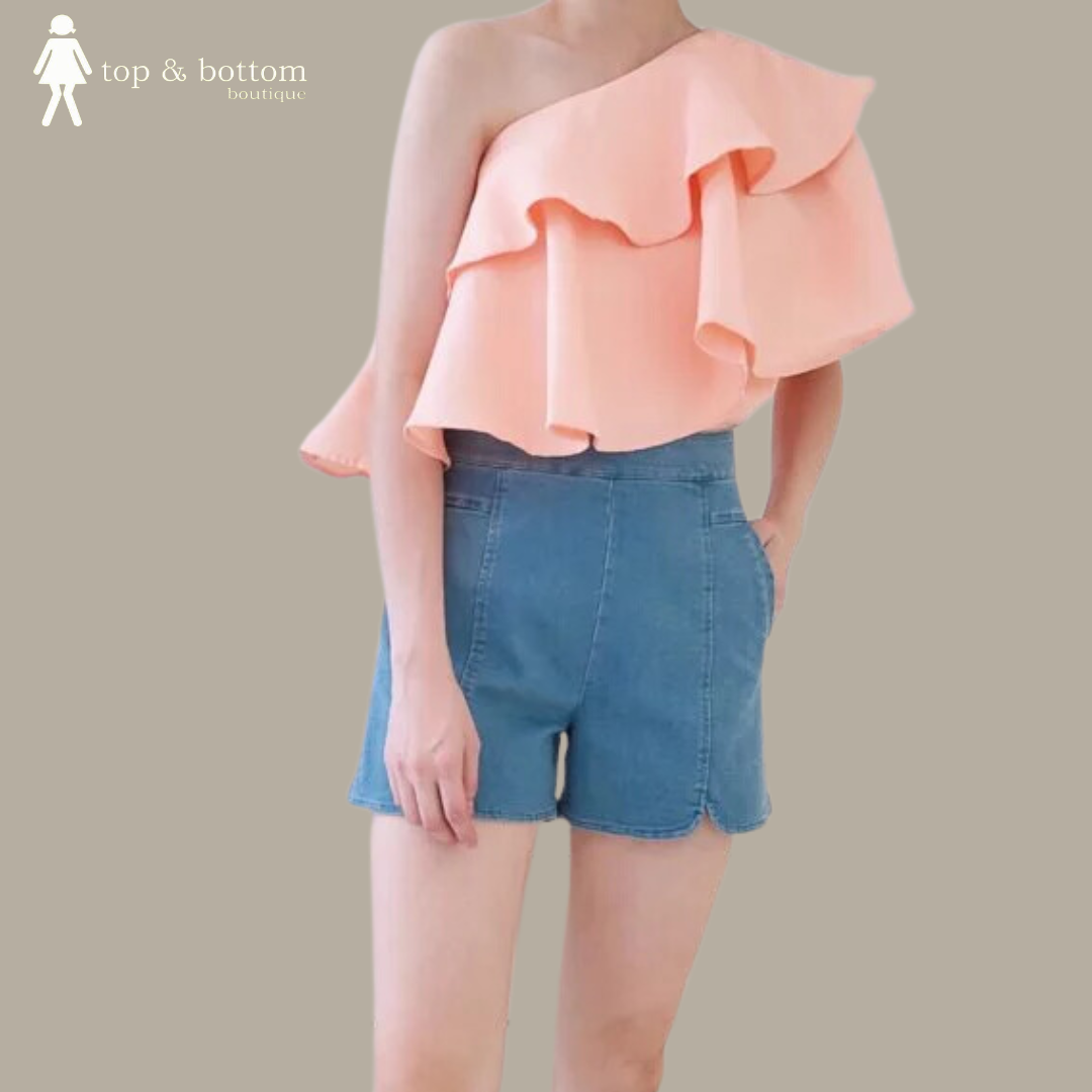 ONE SHOULDER RUFFLES BLOUSE