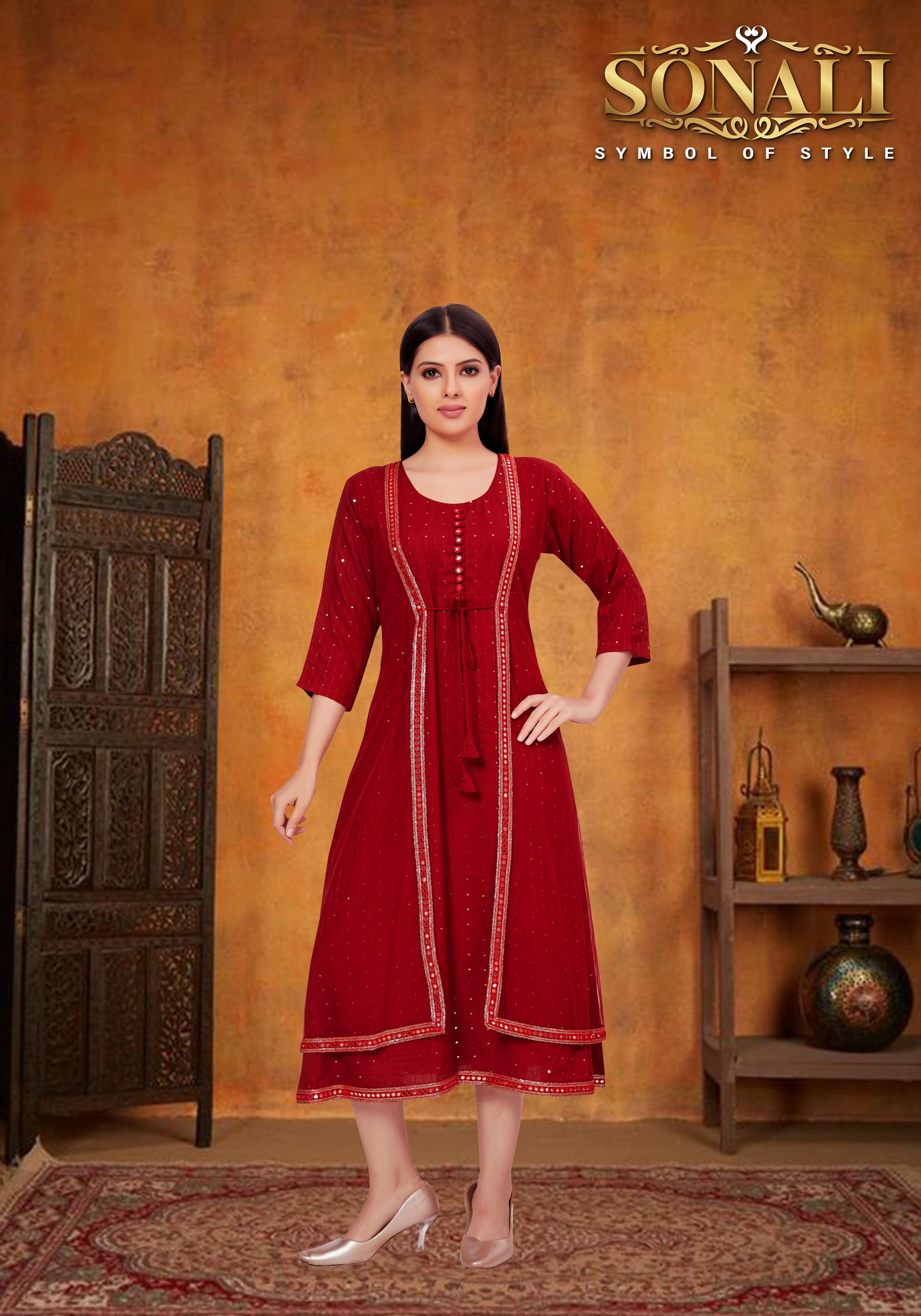 Sonali Premier Georgette Ladies Gown Long Dress For Women Indian Baju Long Gown Deepavali's Collection