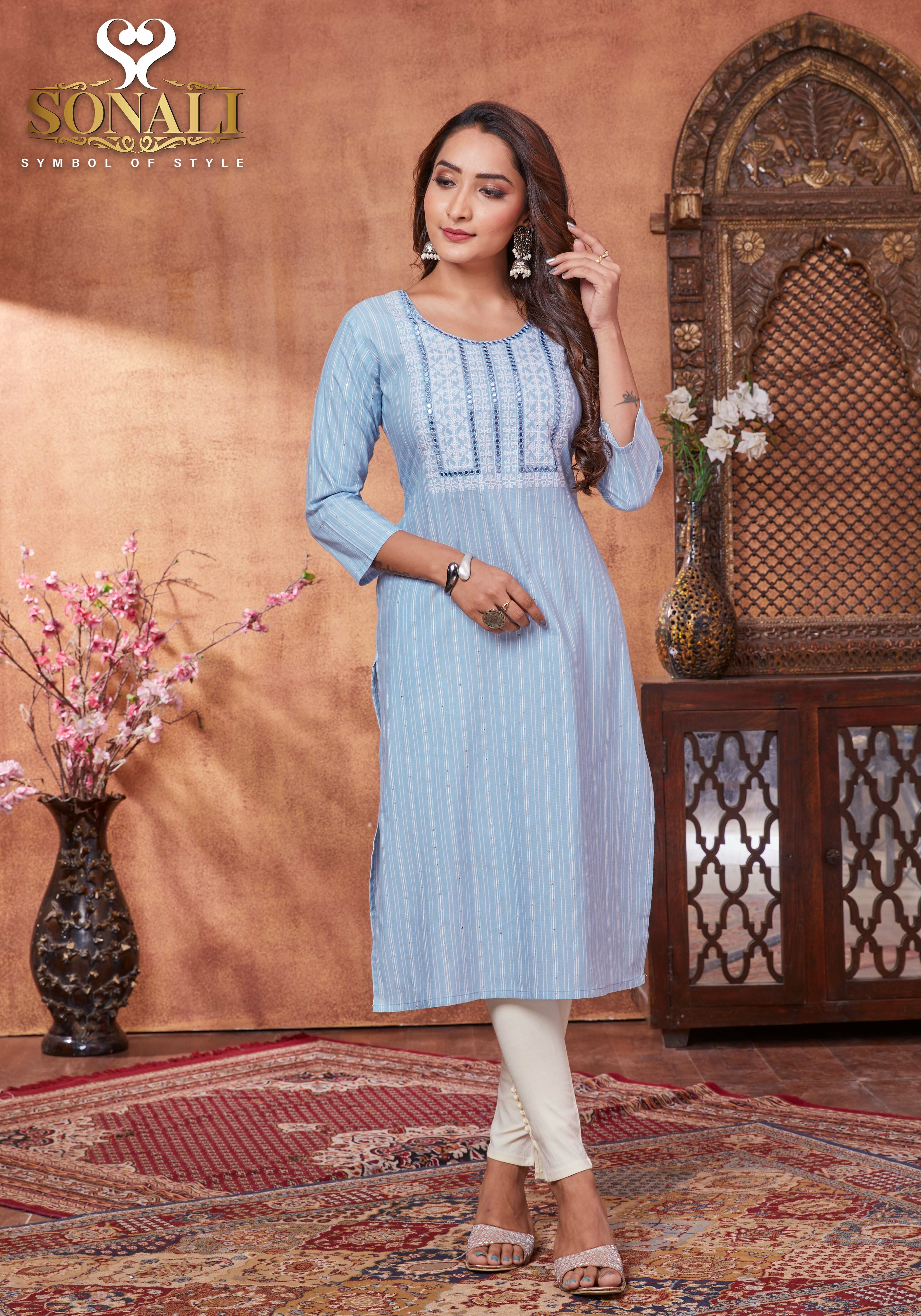 Sonali Premier Collection of Ladies Kurti Wanita Indian Baju Indian Ladies Long Top Deepavali's Collectio