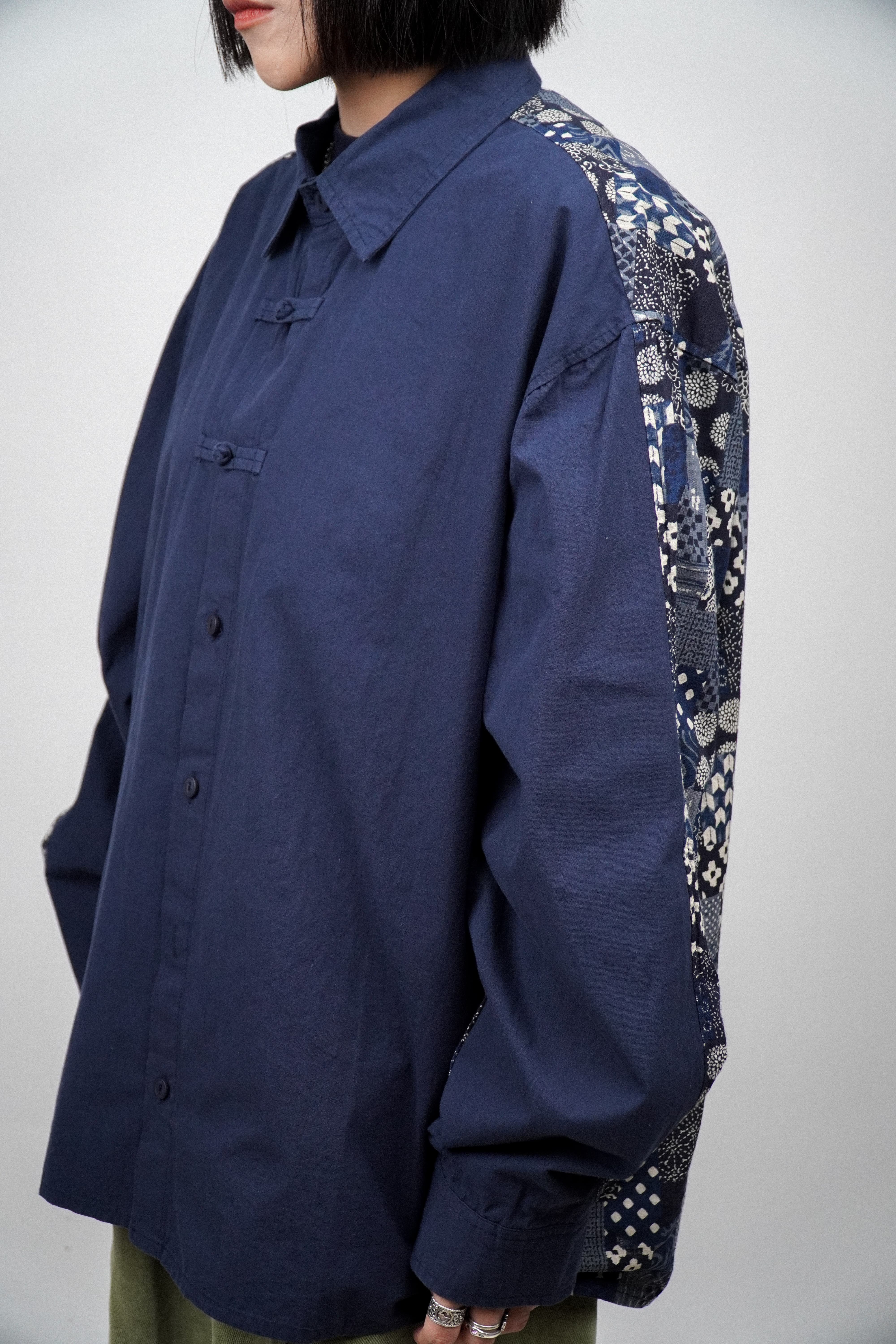 『Always_Good』日系 變形蟲拼接 中國結 長袖襯衫