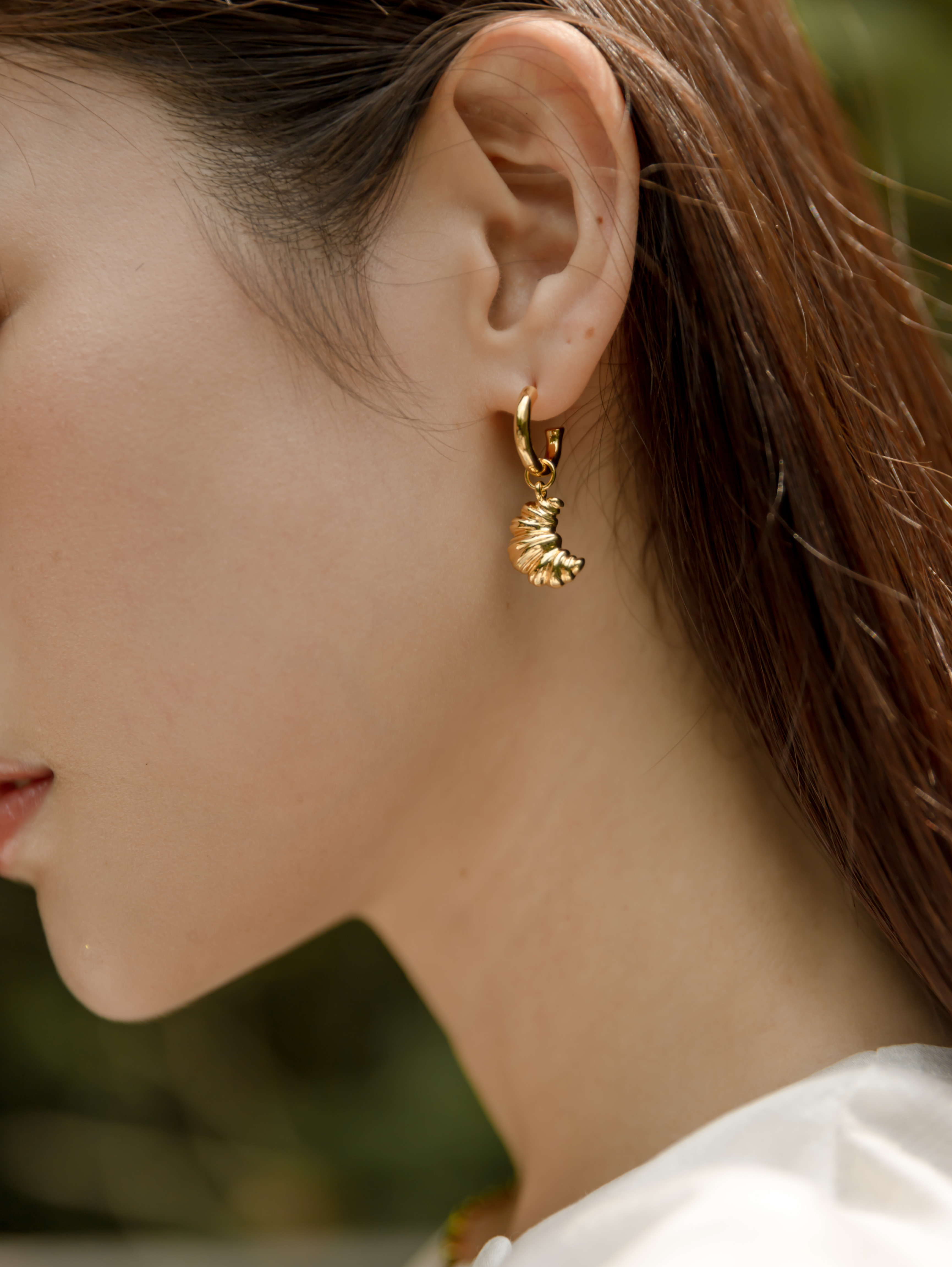 可頌&下午茶Ｃ圈耳環（金色）